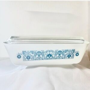 PYREX Vintage Horizon Blue 0503 Casserole Dish w Side Ribbed 503C Lid 1 - 1/2 Qt